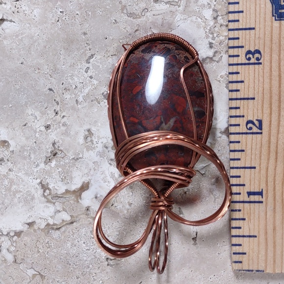 Copper Wire Wrapped Stone Pendant - Picture 4 of 4